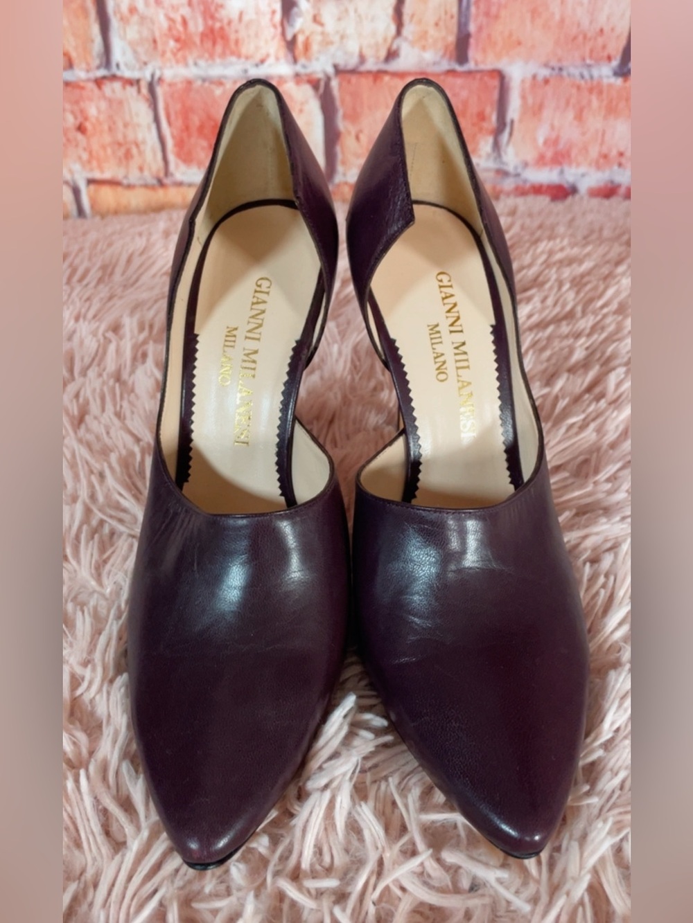 Plum Leather Pointed Pump
